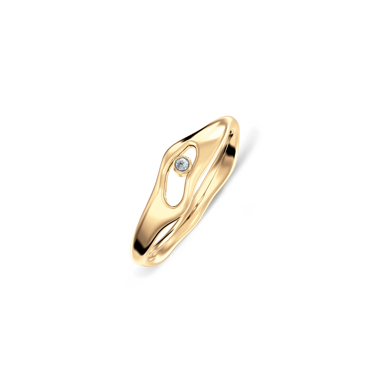 Pierścionek złoty z brylantem Liquid N°6 - BELLER: Official Online Store & Luxury Jewelry Atelier