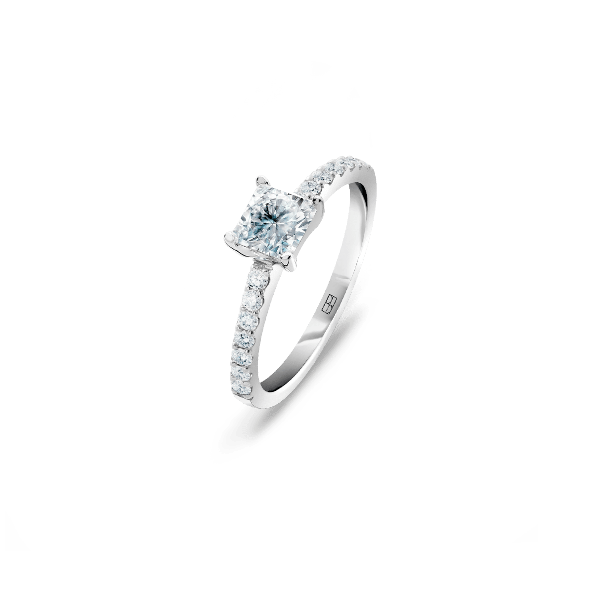 Pierścionek złoty zaręczynowy z brylantem cushion 0,40 CT Promise N°13 - BELLER: Official Online Store & Luxury Jewelry Atelier