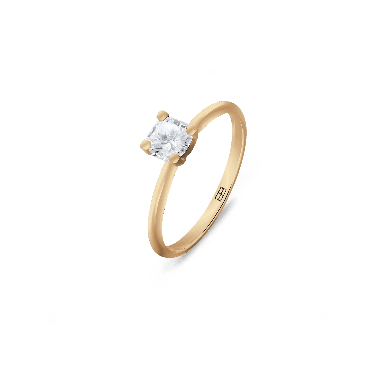 Pierścionek złoty zaręczynowy z brylantem cushion 0,40 CT Promise N°23 BELLER Official Online Store & Luxury Jewelry Atelier