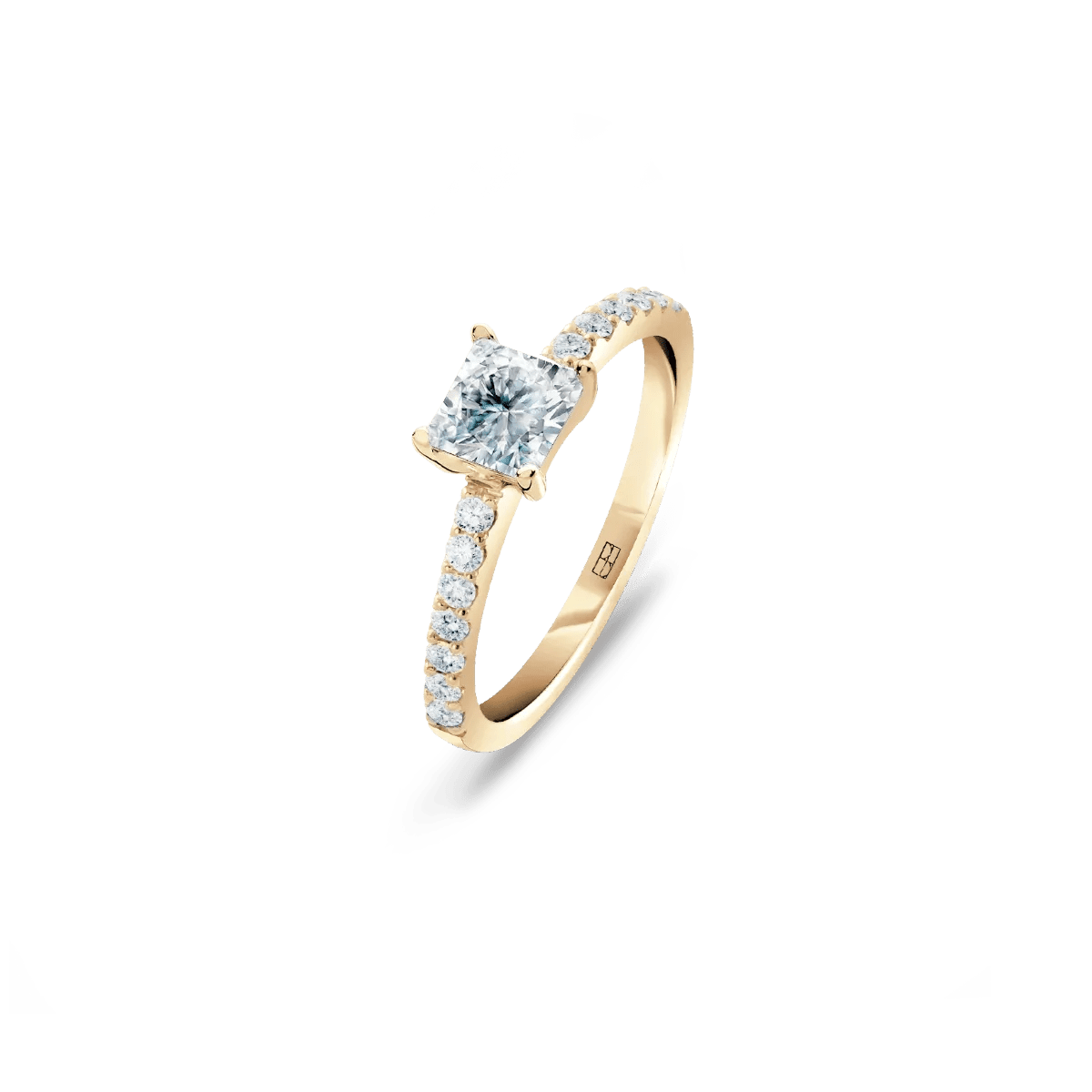 Pierścionek złoty zaręczynowy z brylantem cushion 0,40 CT Promise N°30 - BELLER: Official Online Store & Luxury Jewelry Atelier