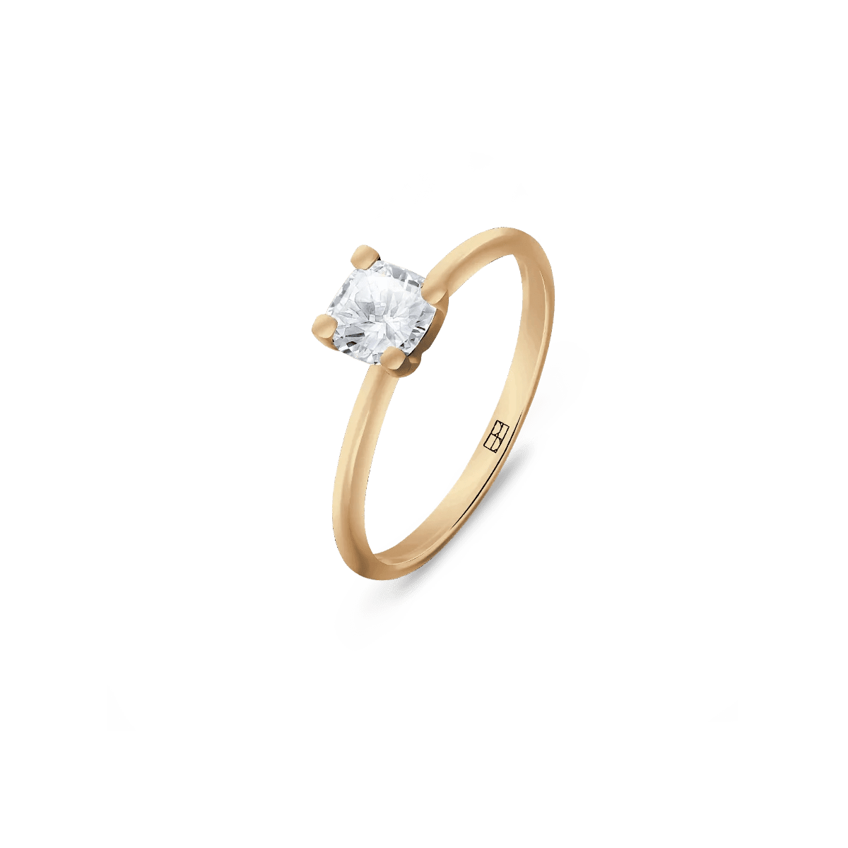 Pierścionek złoty zaręczynowy z brylantem cushion 0,50 CT Promise N°24 - BELLER: Official Online Store & Luxury Jewelry Atelier