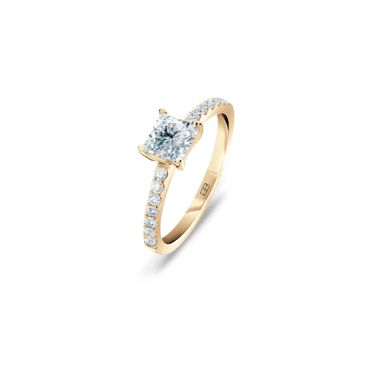 Pierścionek złoty zaręczynowy z brylantem cushion 0,50 CT Promise N°31 - BELLER: Official Online Store & Luxury Jewelry Atelier
