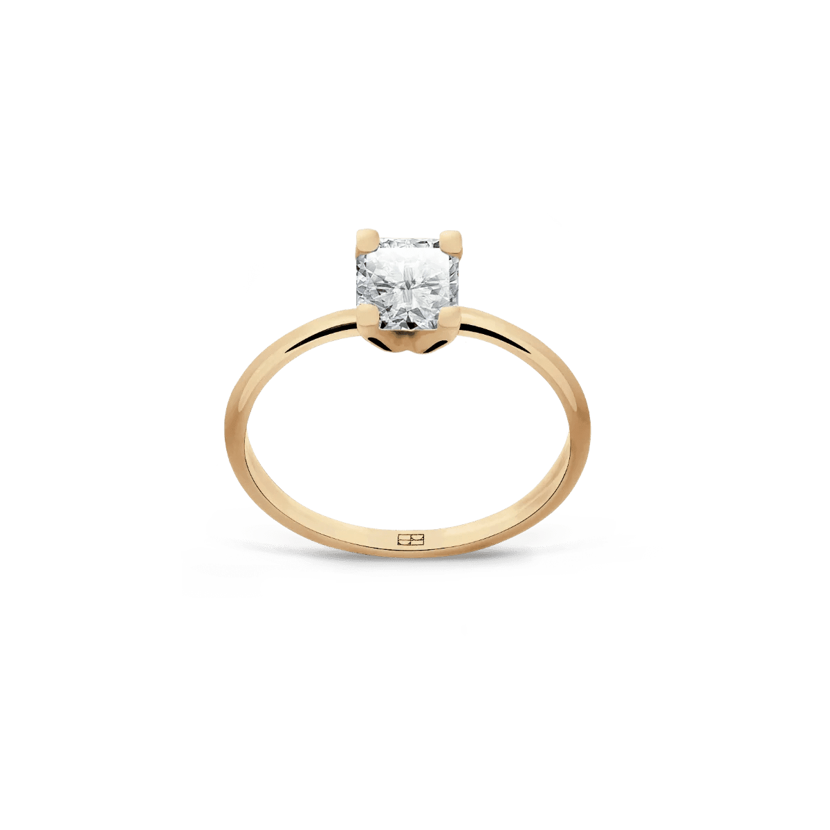 Pierścionek złoty zaręczynowy z brylantem cushion 0,70 CT Promise N°25 - BELLER: Official Online Store & Luxury Jewelry Atelier