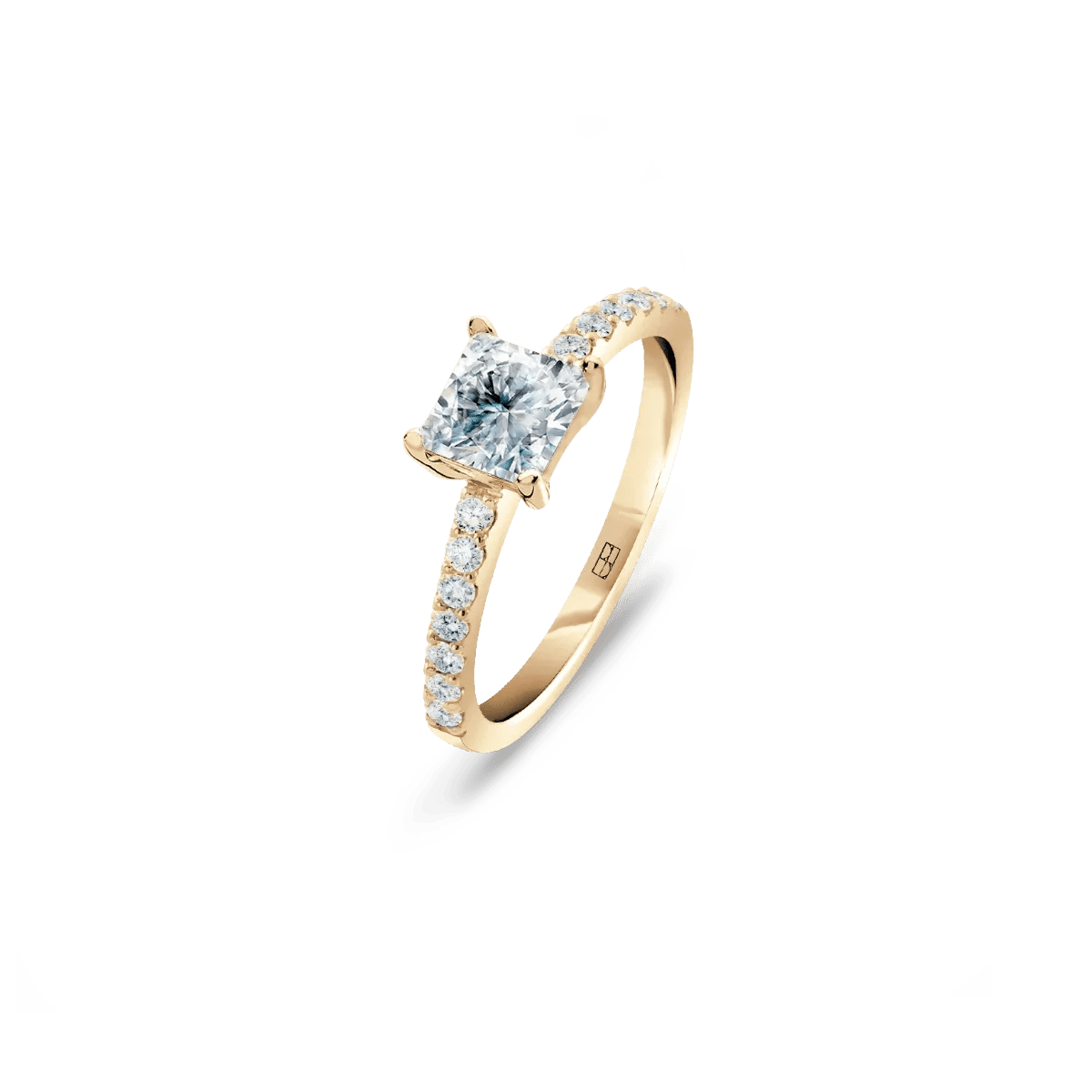 Pierścionek złoty zaręczynowy z brylantem cushion 0,70 CT Promise N°32 - BELLER: Official Online Store & Luxury Jewelry Atelier