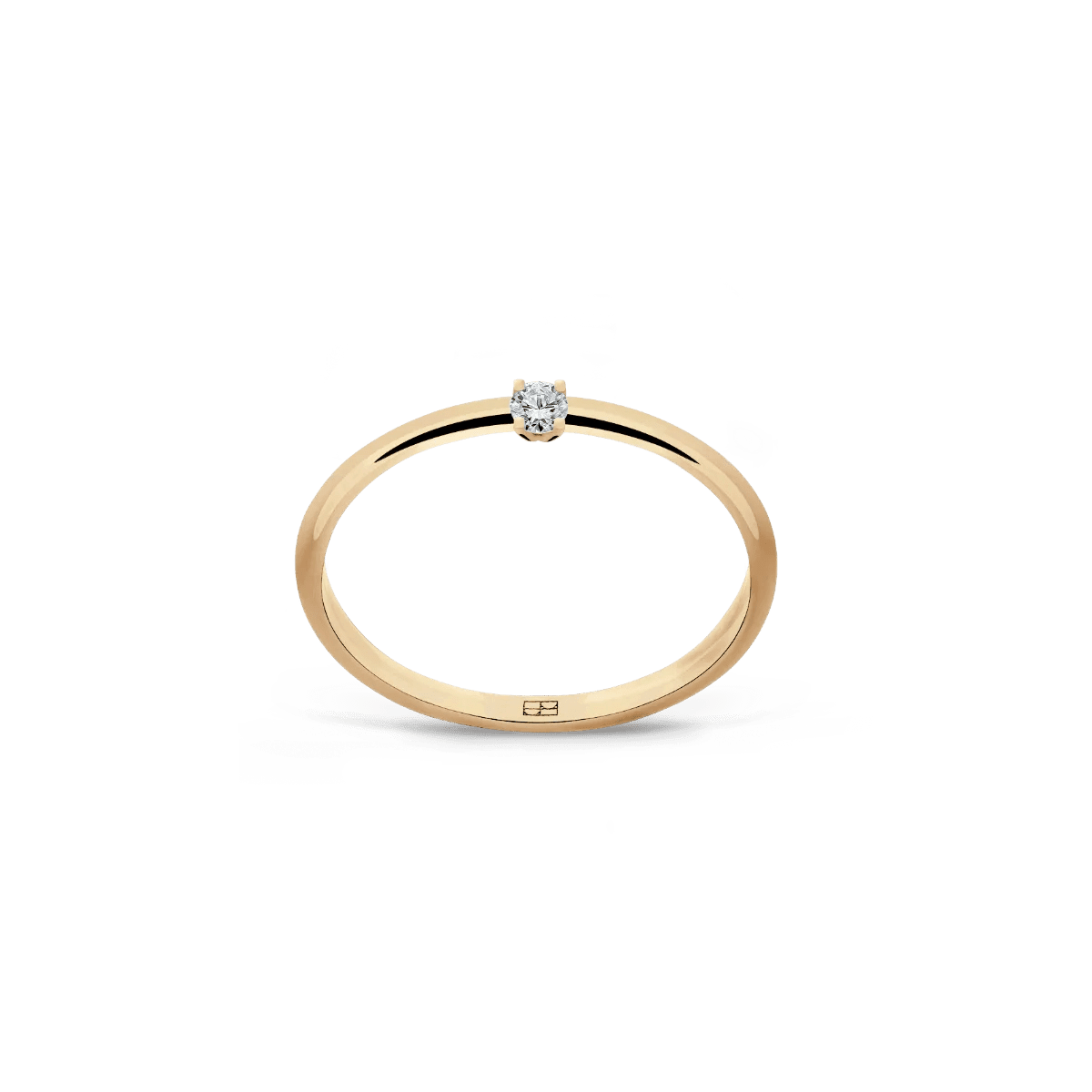 Pierścionek złoty zaręczynowy z okrągłym brylantem 0,035 CT Promise N°35 - BELLER: Official Online Store & Luxury Jewelry Atelier