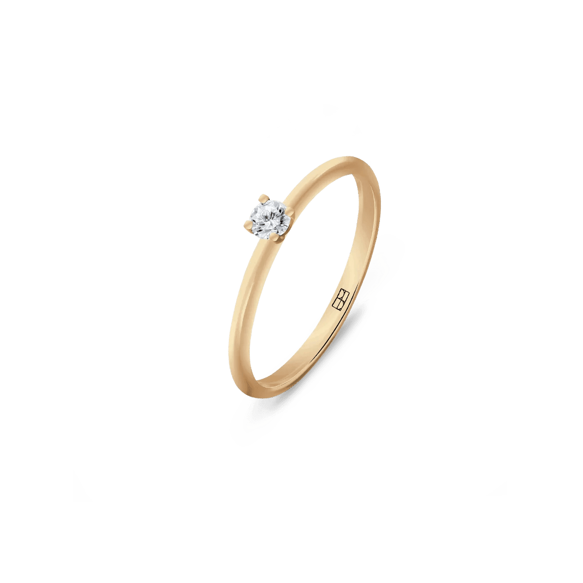 Pierścionek złoty zaręczynowy z okrągłym brylantem 0,10 CT Promise N°36 - BELLER: Official Online Store & Luxury Jewelry Atelier