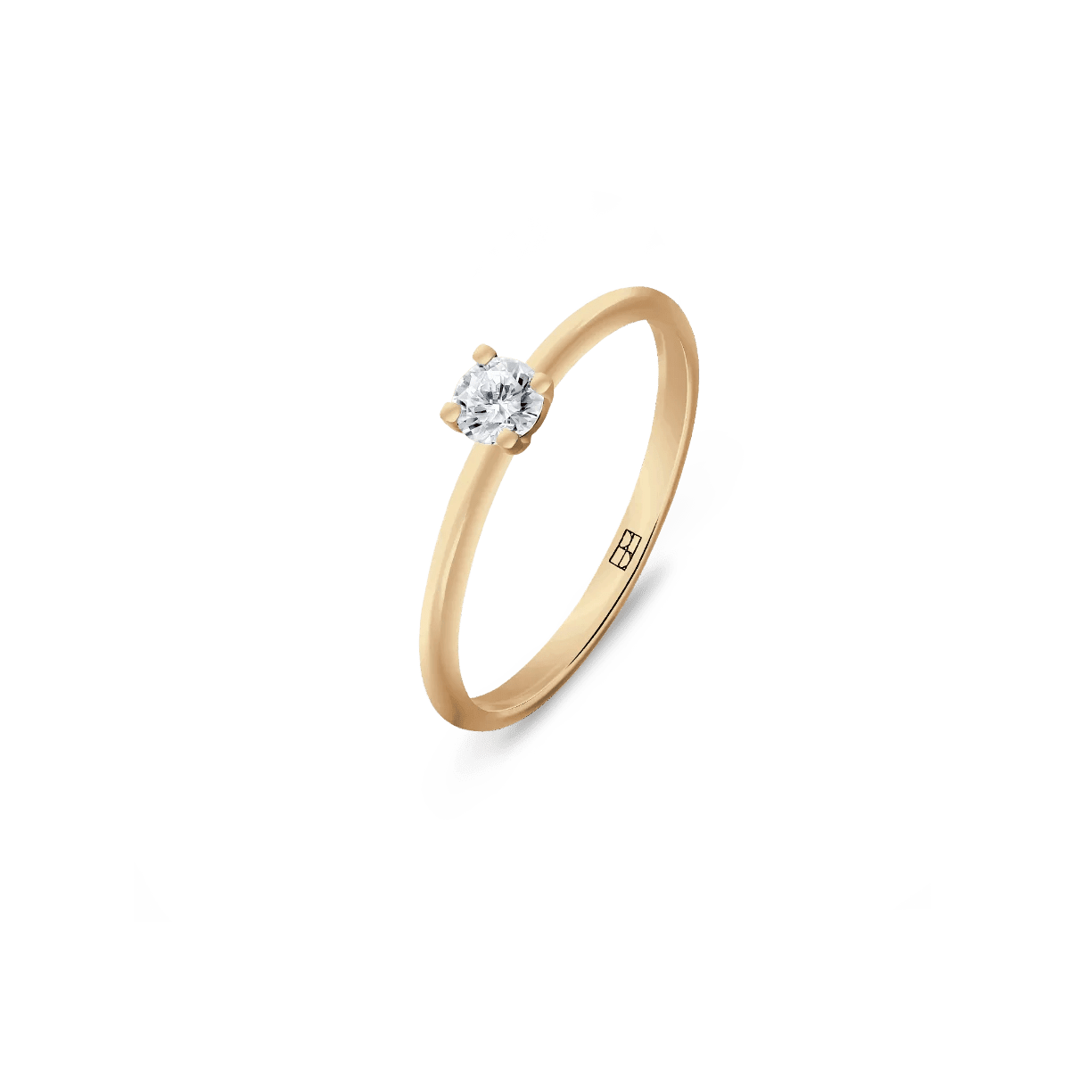 Pierścionek złoty zaręczynowy z okrągłym brylantem 0,15 CT Promise N°37 - BELLER: Official Online Store & Luxury Jewelry Atelier