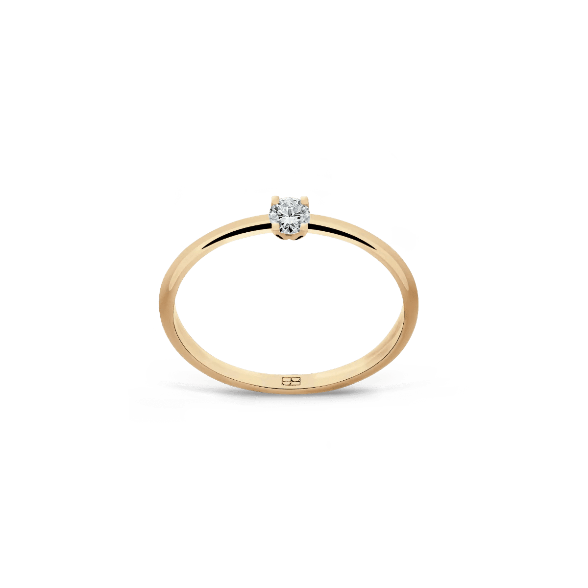 Pierścionek złoty zaręczynowy z okrągłym brylantem 0,15 CT Promise N°37 - BELLER: Official Online Store & Luxury Jewelry Atelier