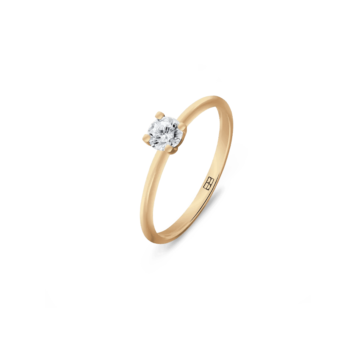 Pierścionek złoty zaręczynowy z okrągłym brylantem 0,20 CT Promise N°38 - BELLER: Official Online Store & Luxury Jewelry Atelier