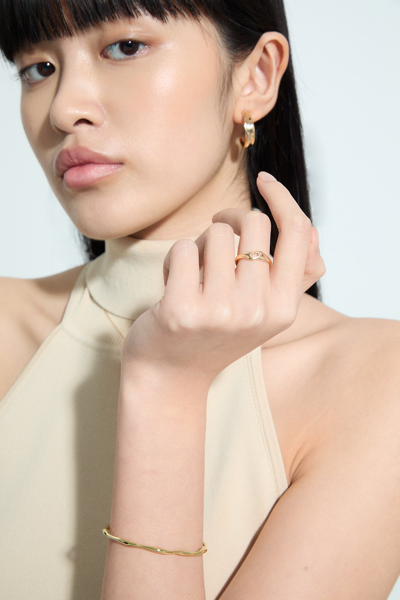 Pierścionek złoty z brylantem Liquid N°6 - BELLER: Official Online Store & Luxury Jewelry Atelier